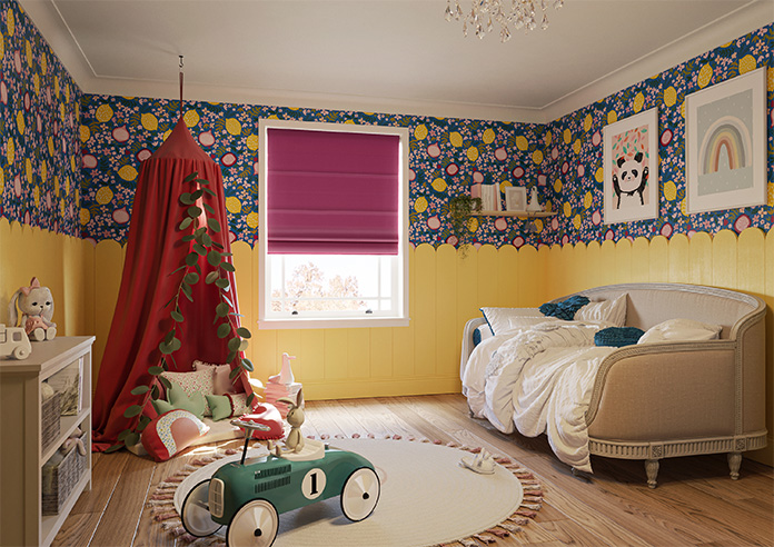 Kyoto Faux Silk, Pink Rouge - Roman Blind - Image 6